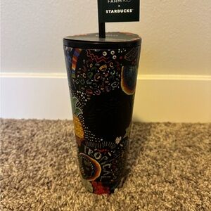 Starbucks Black Tumbler with Colorful Patterns